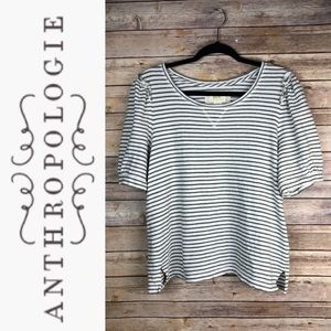Anthropologie Maeve Textured Ruffle Striped Top